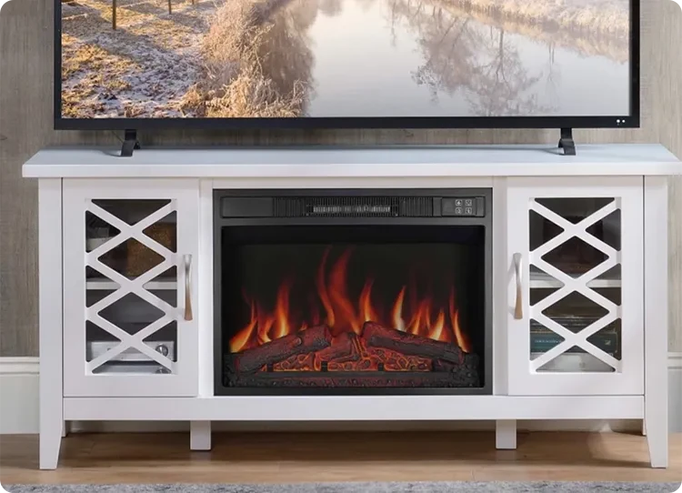 chimenea Artiflame con repisa Odessa en blanco