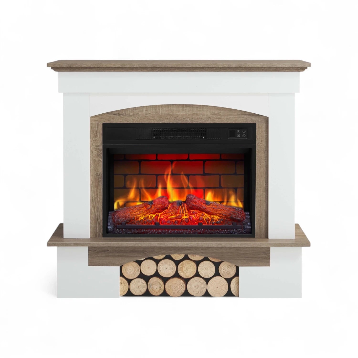 Chimenea Eléctrica Woodley - Roble Blanco/Gris