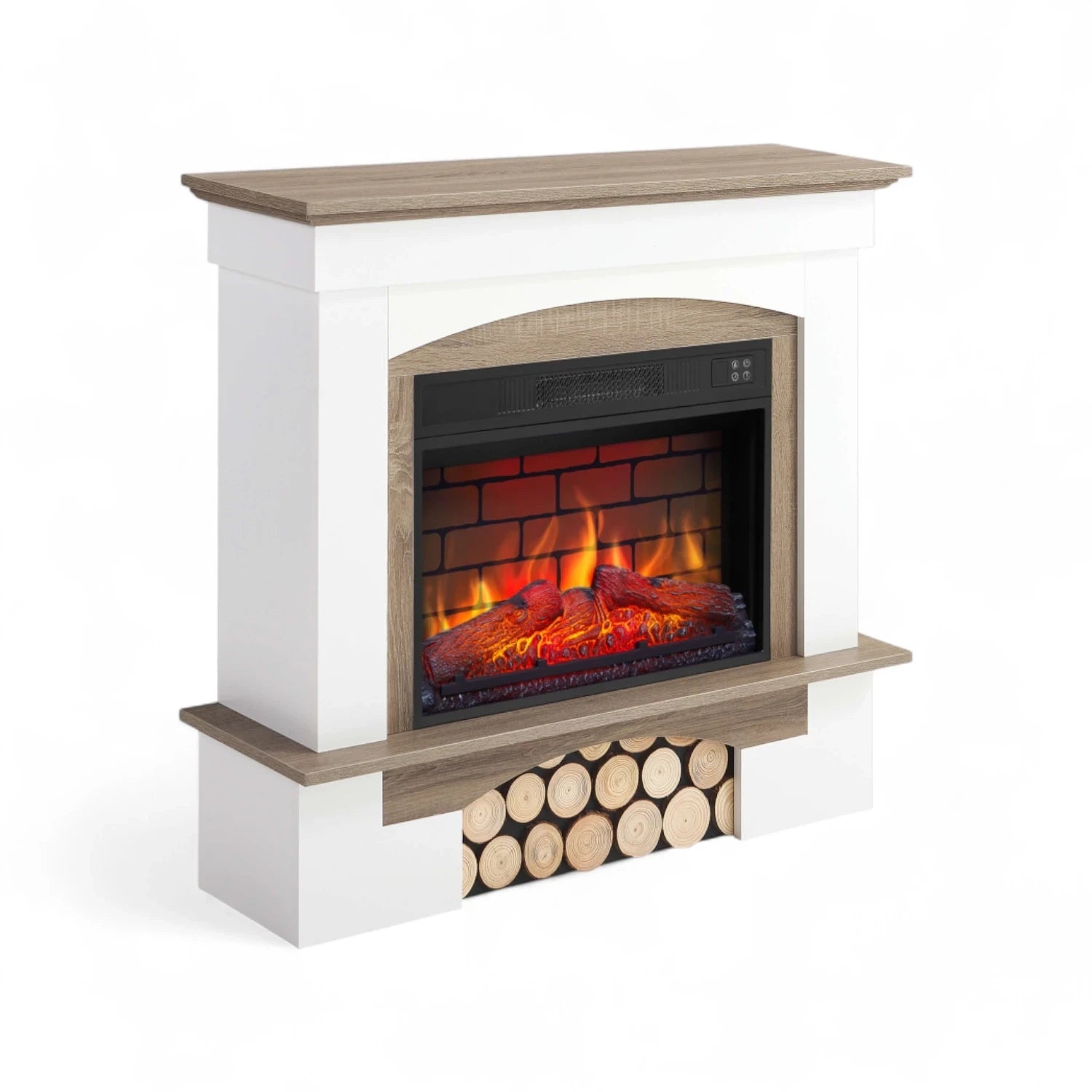 Chimenea Eléctrica Woodley - Roble Blanco/Gris