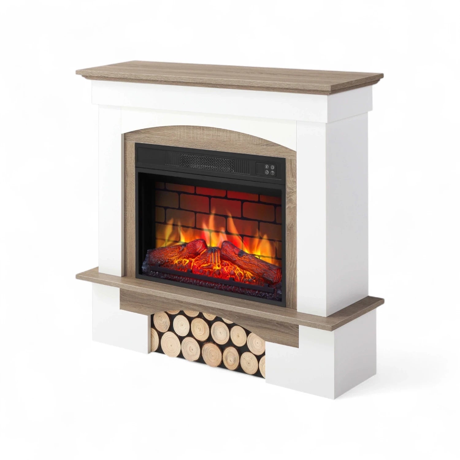 Chimenea Eléctrica Woodley - Roble Blanco/Gris