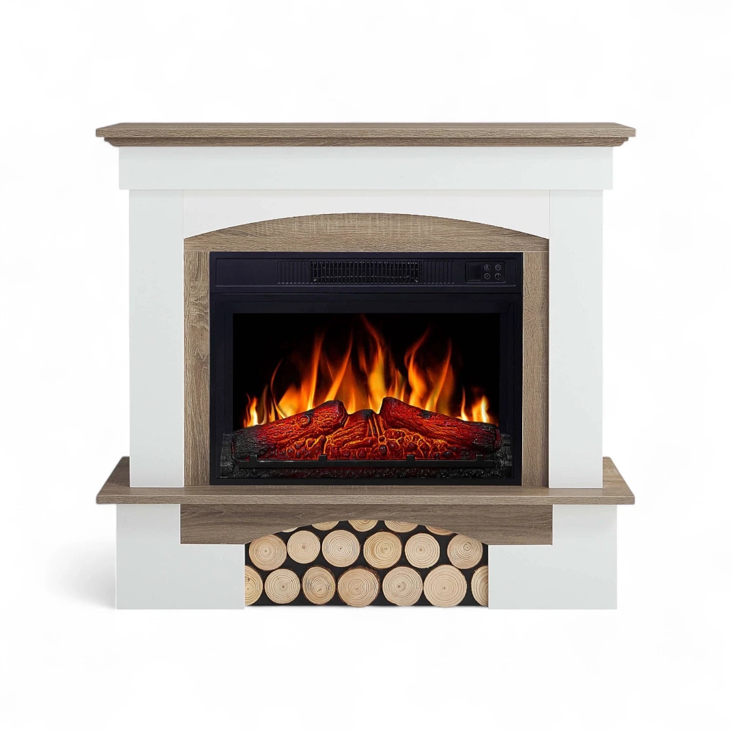 Chimenea Eléctrica Woodley - Roble Blanco/Gris