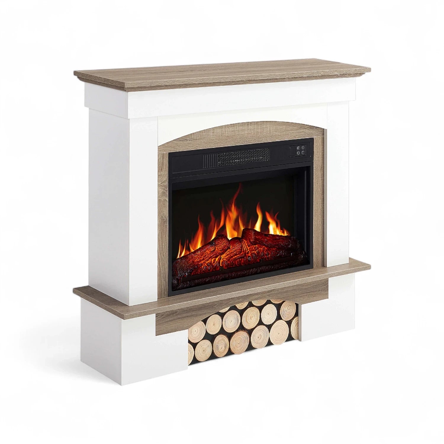 Chimenea Eléctrica Woodley - Roble Blanco/Gris