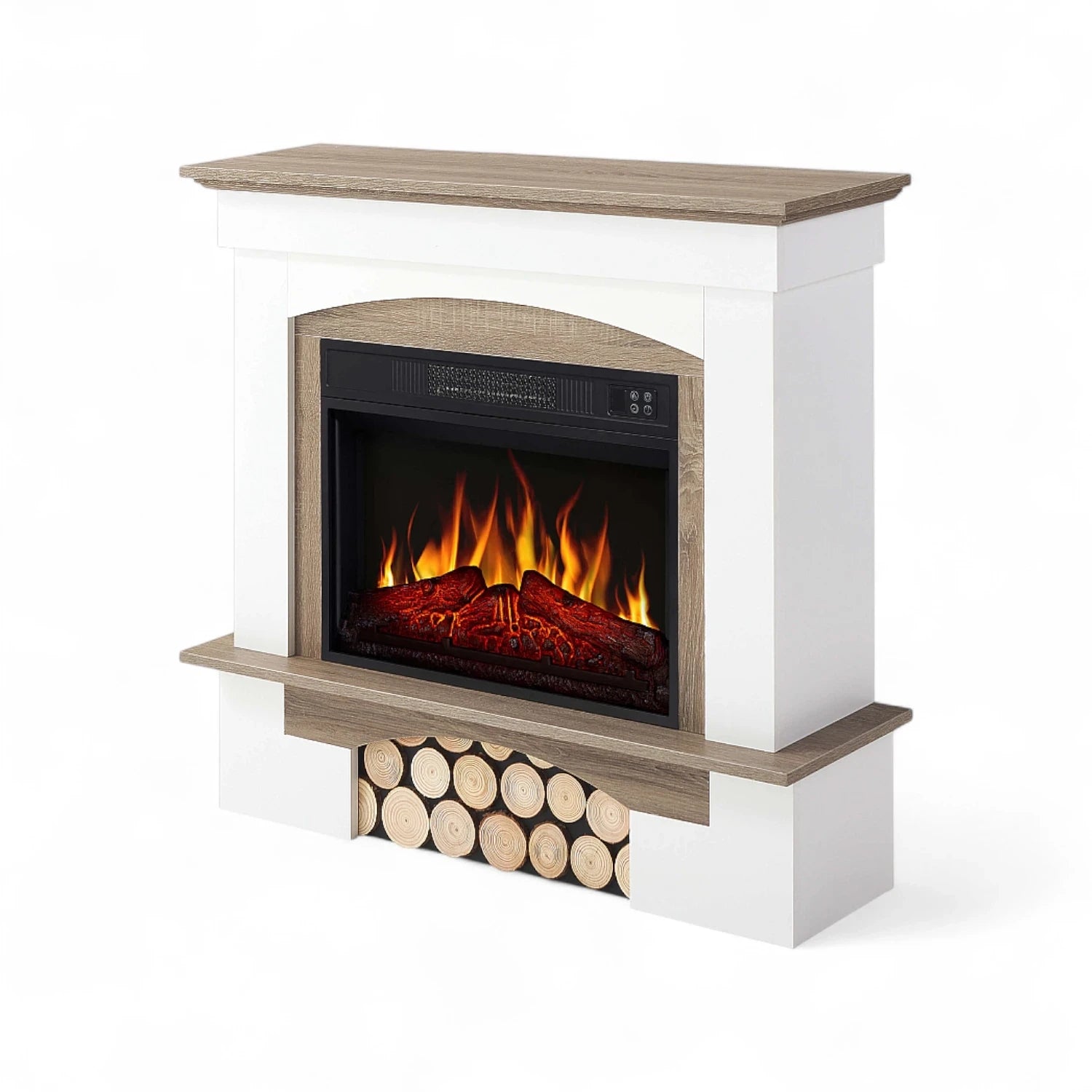 Chimenea Eléctrica Woodley - Roble Blanco/Gris