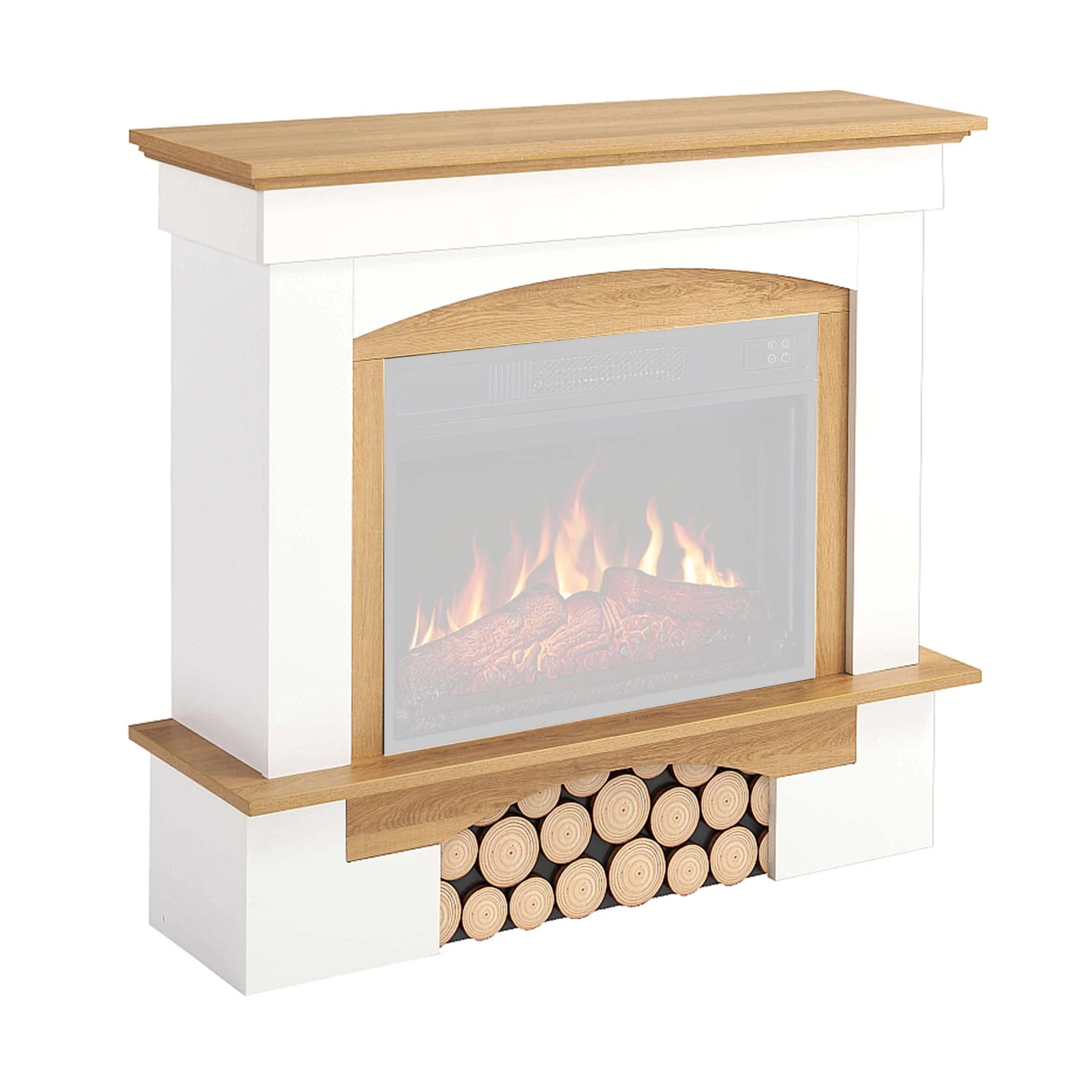 Chimenea Woodley – Blanco / Roble Natural (Solo Marco)