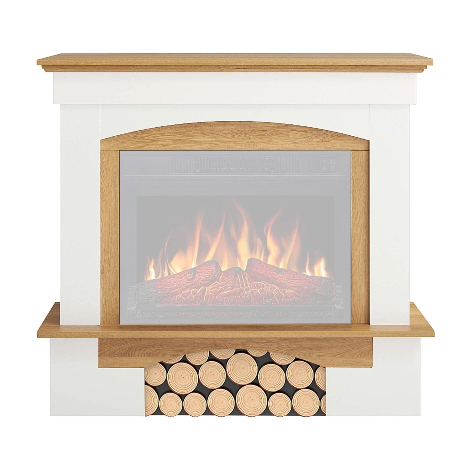 Chimenea Woodley – Blanco / Roble Natural (Solo Marco)