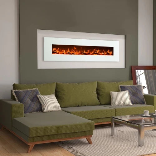 Chimenea eléctrica parcialmente empotrada Avon en blanco