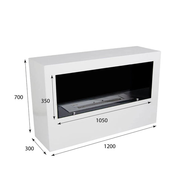 Chimenea Bioetanol para Suelo en Blanco
