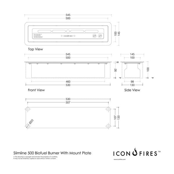 Icon Fires Slimline Burner - 50 cm