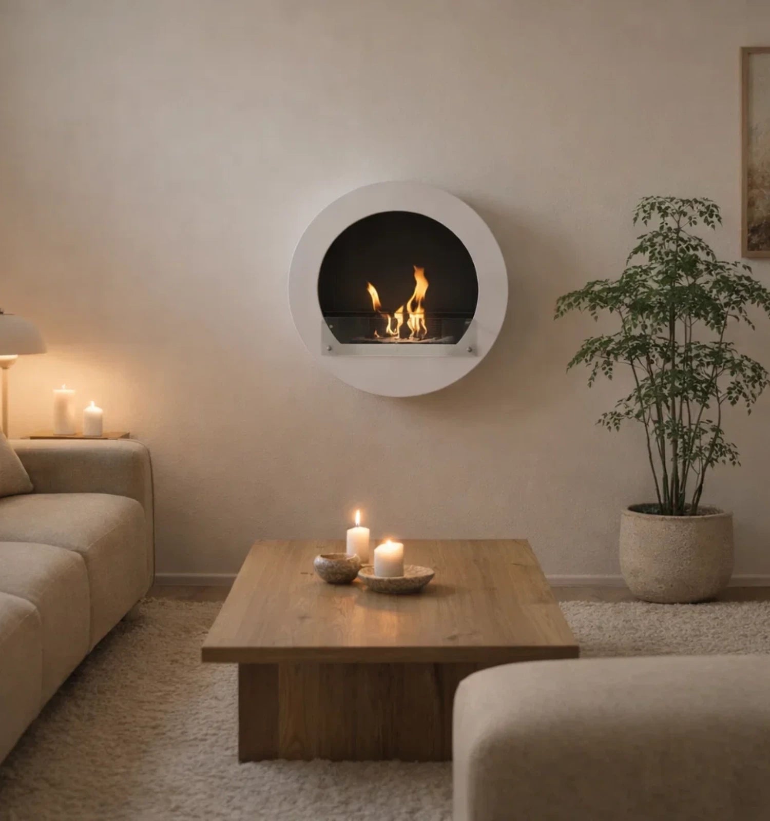 Chimenea bioetanol de pared redonda