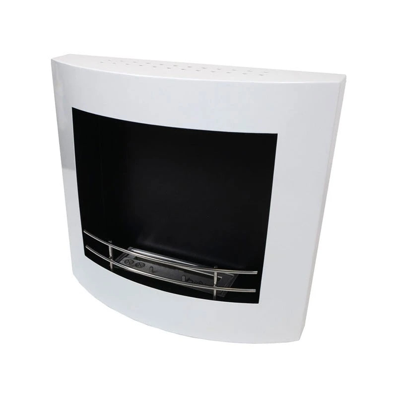 Curved Ethanol Fireplace in White
