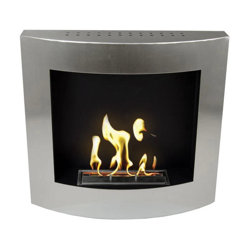 Chimenea bioetanol curvada de pared - Plateado