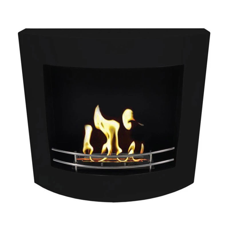 Chimenea de bioetanol curvada para pared - Negro