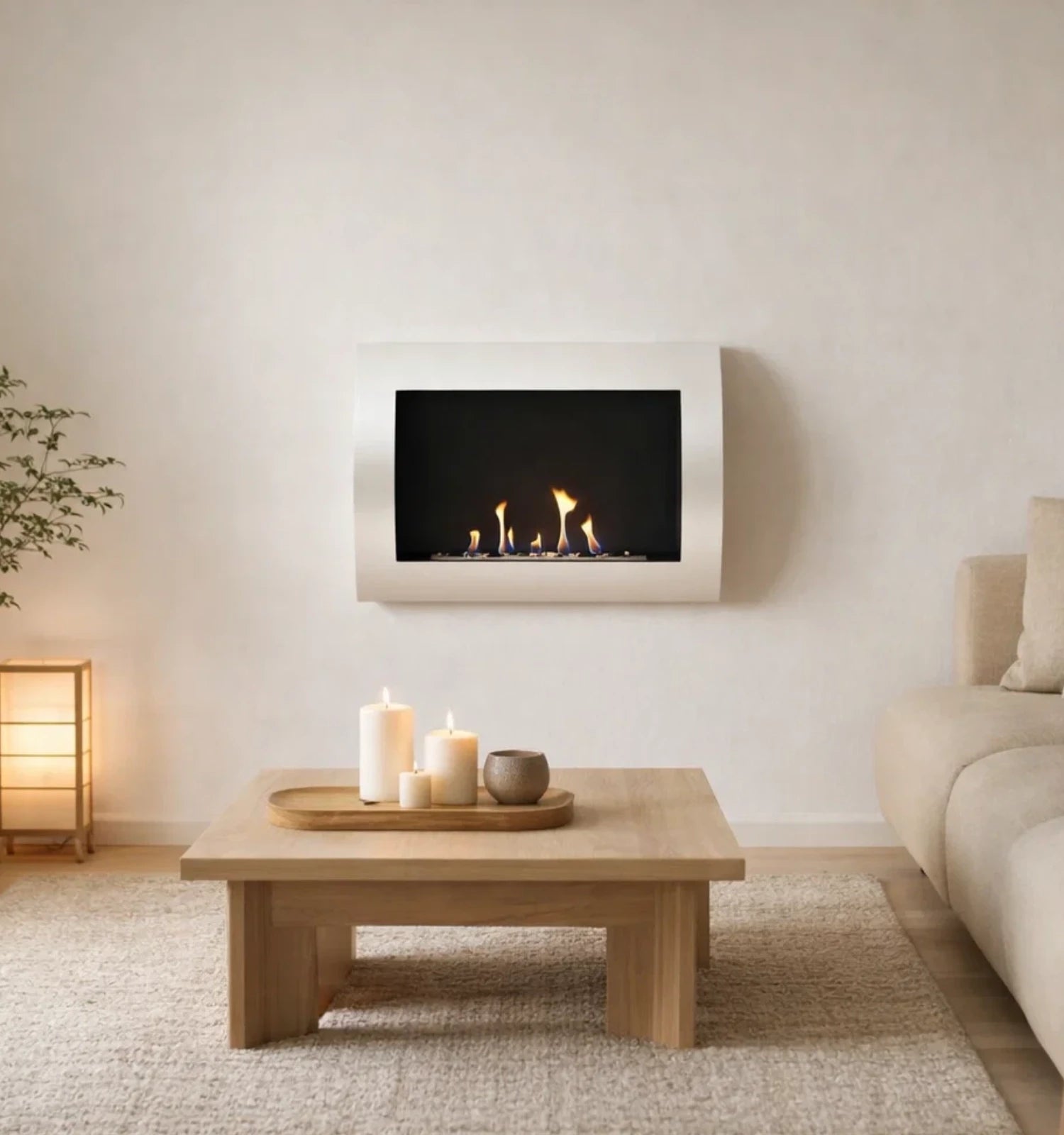 Ocean - Chimenea de bioetanol Blanca de pared
