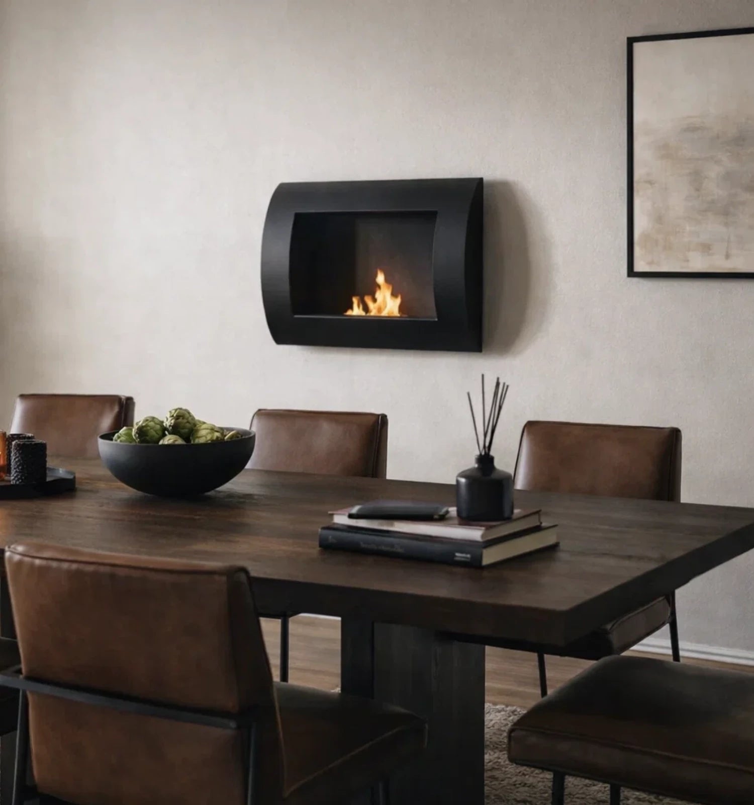 Ocean - Chimenea de bioetanol de pared Negro