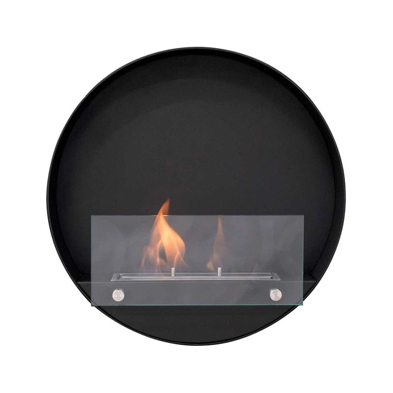 Round bio fireplace for wall mounting