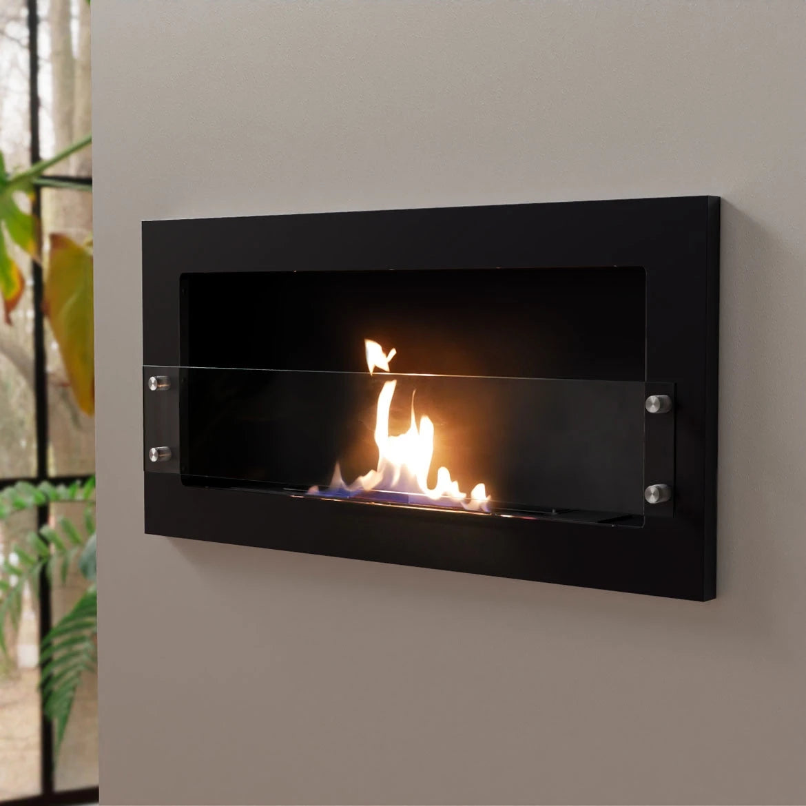 Texas negra - Chimenea bioetanol de pared