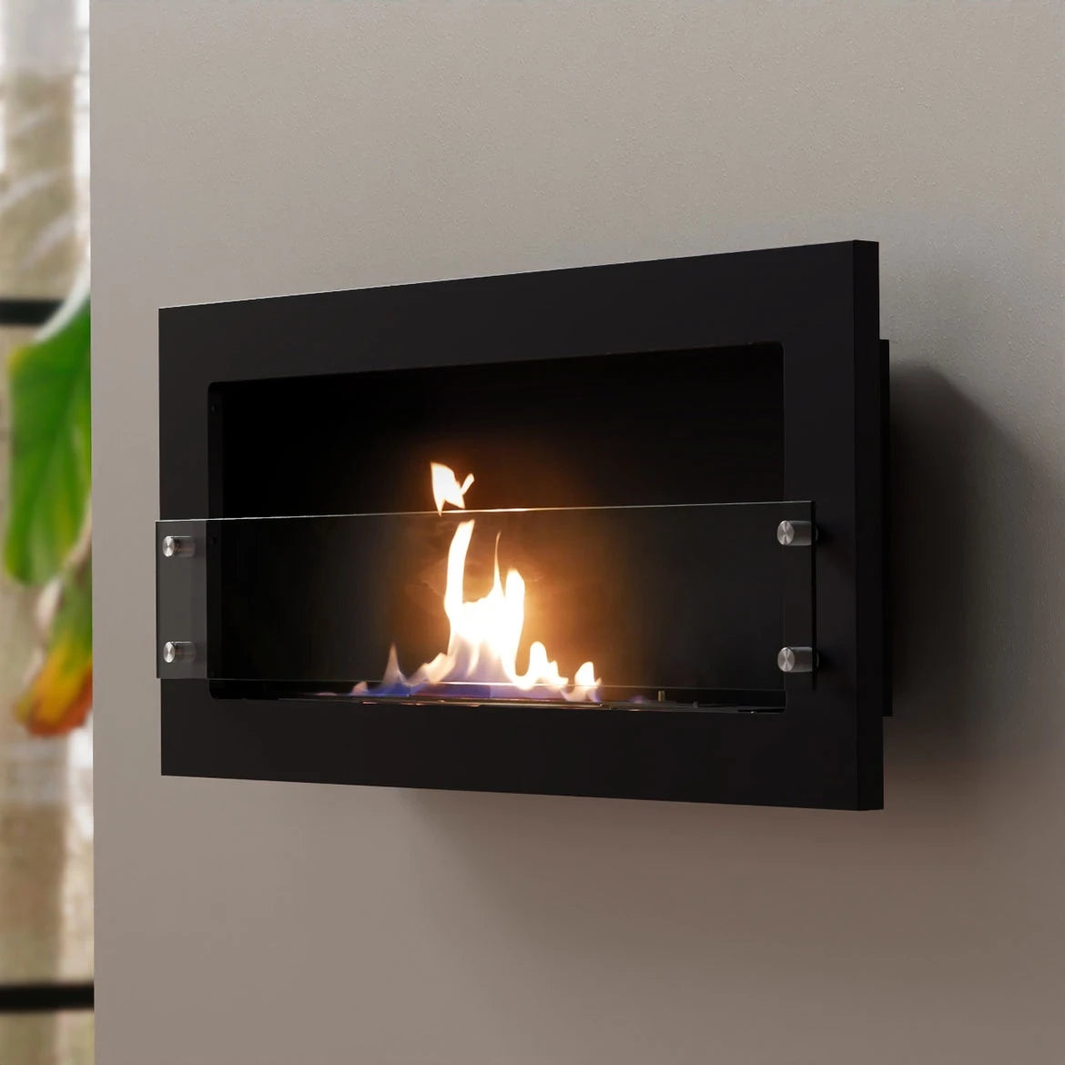Texas negra - Chimenea bioetanol de pared