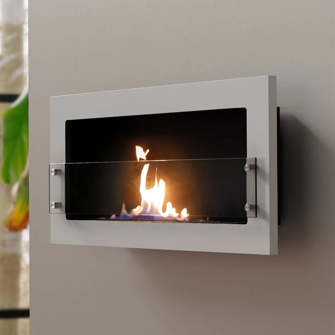 Texas blanca - Chimenea bioetanol de pared