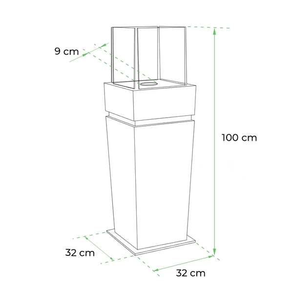 Chimenea de bioetanol estilo cono de cuatro caras