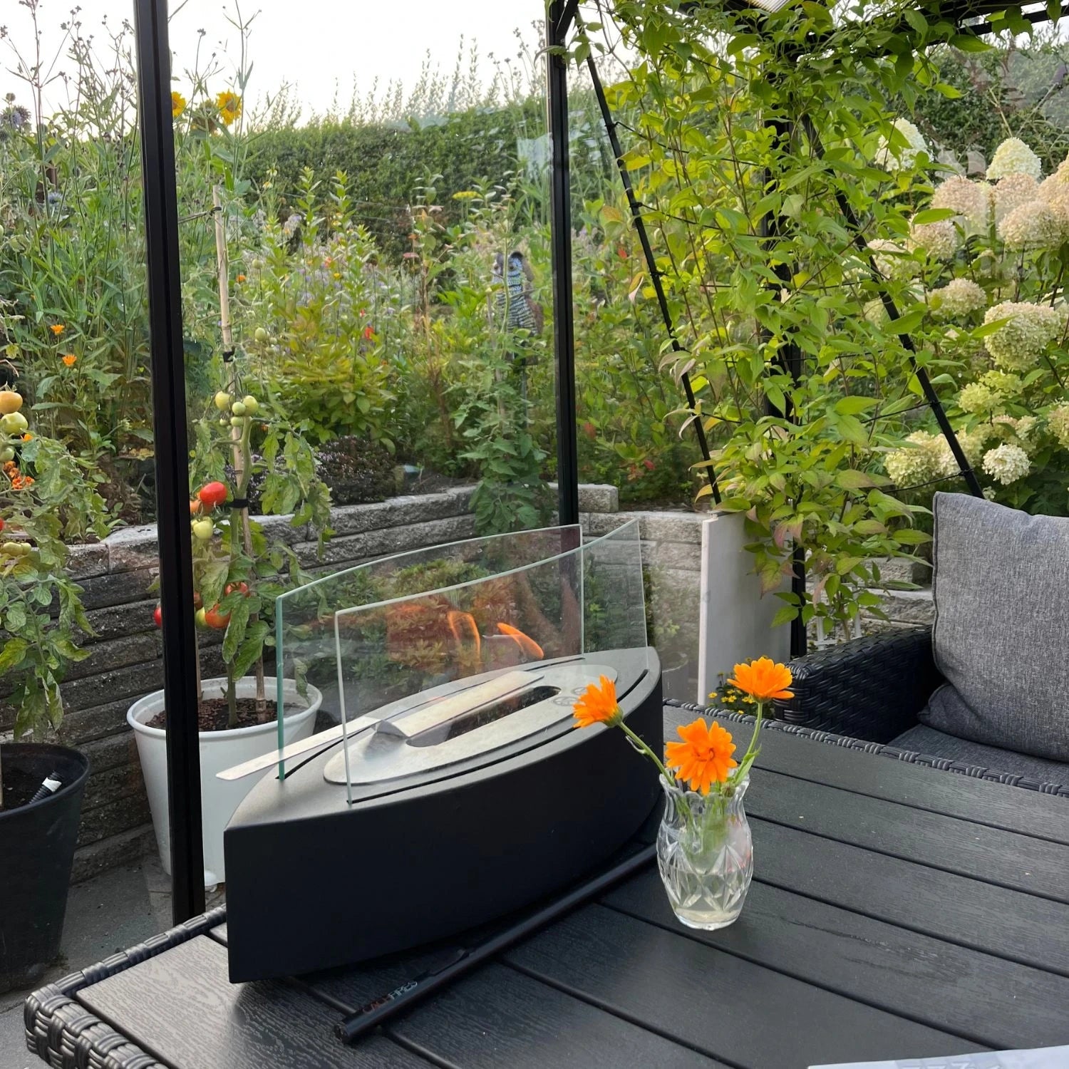 Chimenea de bioetanol de mesa ovalada - Negro