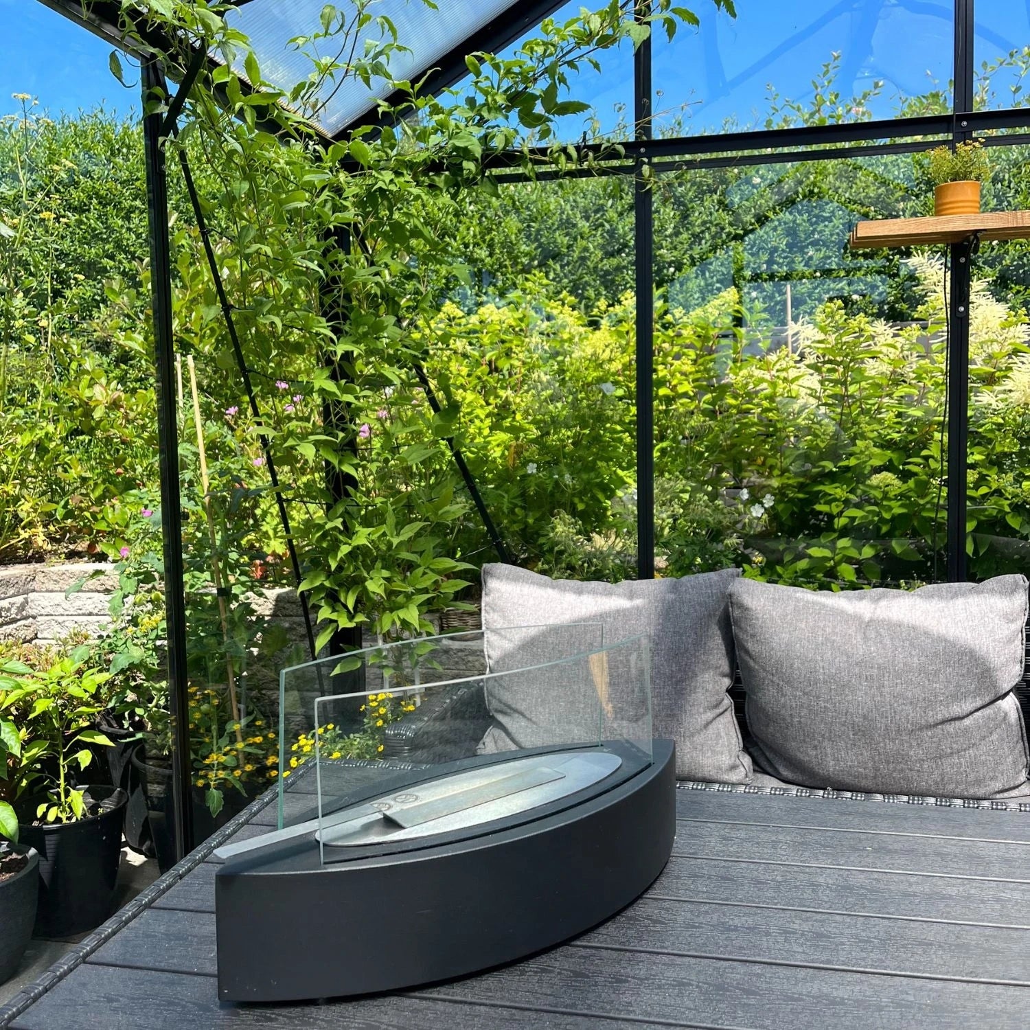 Chimenea de bioetanol de mesa ovalada - Negro