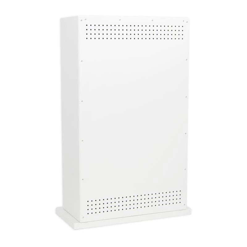 Bio chimenea de color blanco con un corte redondo