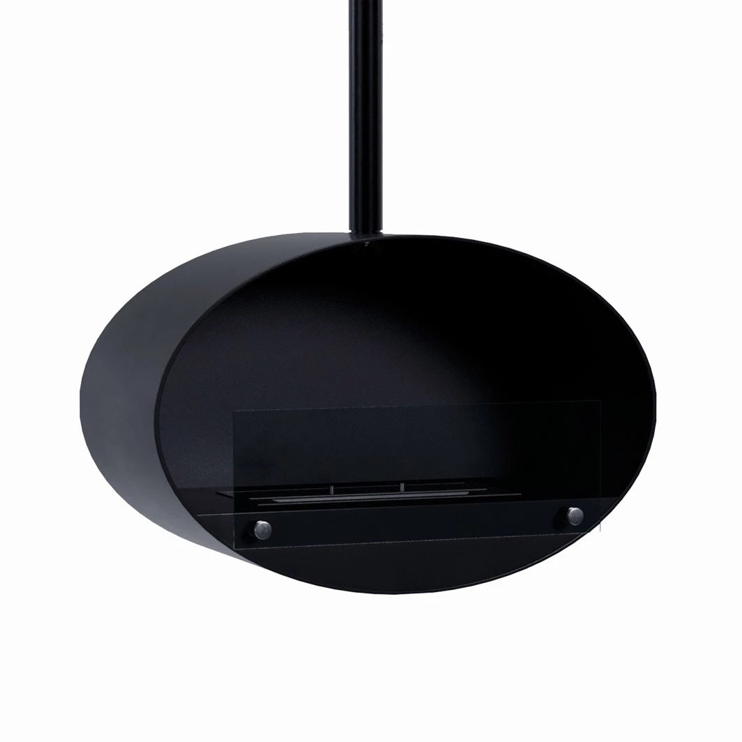 Halifax Black Oval Suspended Bio Fireplace 60 cm