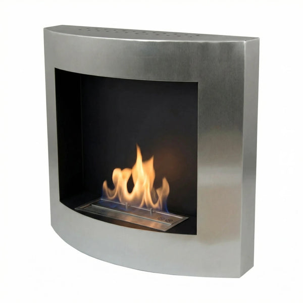 Chimenea bioetanol curvada de pared - Plateado