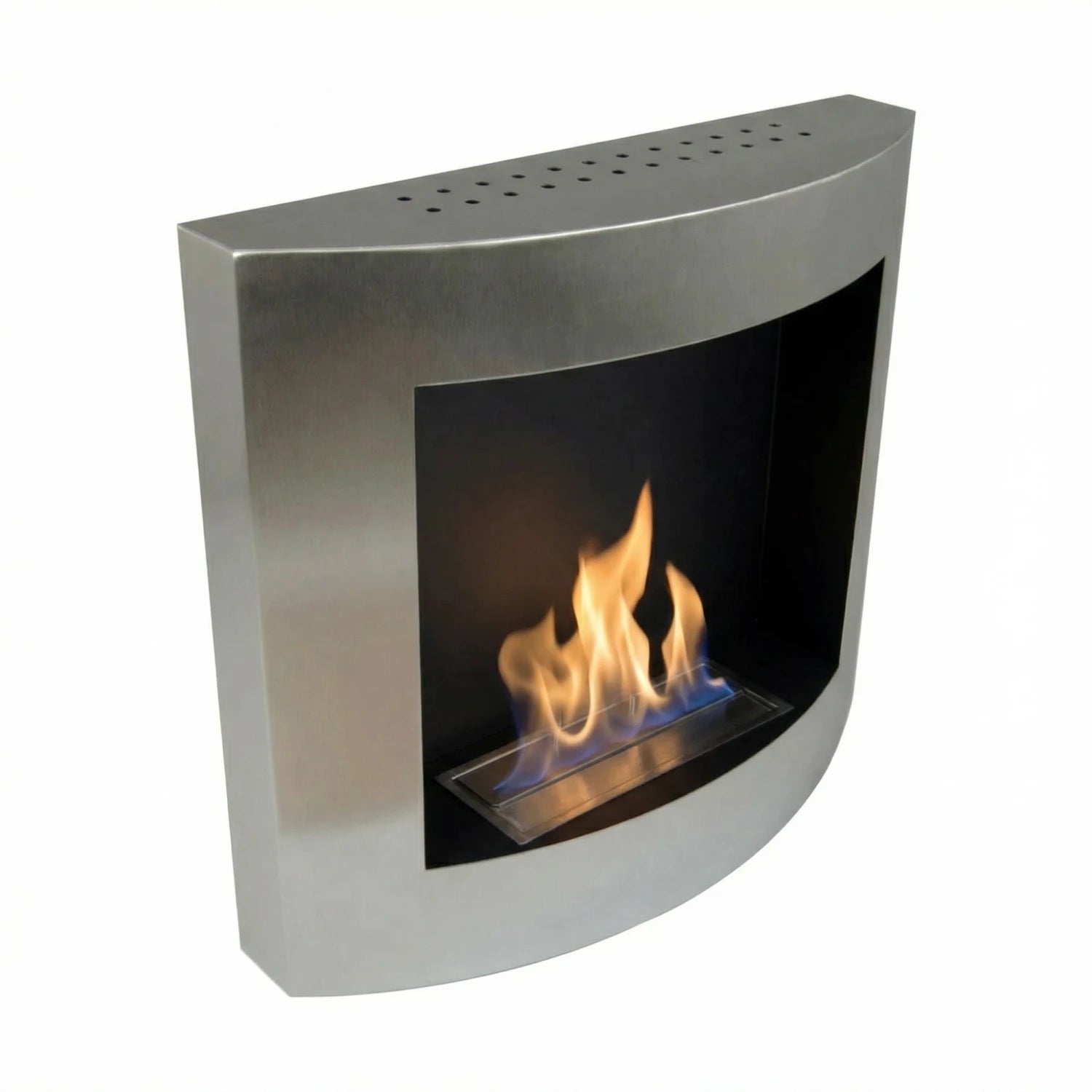 Chimenea bioetanol curvada de pared - Plateado