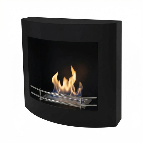 Chimenea de bioetanol curvada para pared - Negro