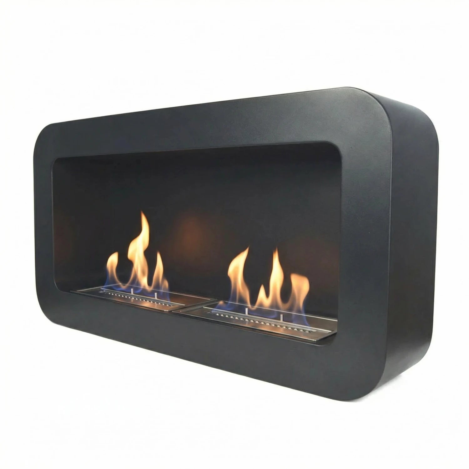 Chimenea de bioetanol curvada de color negro