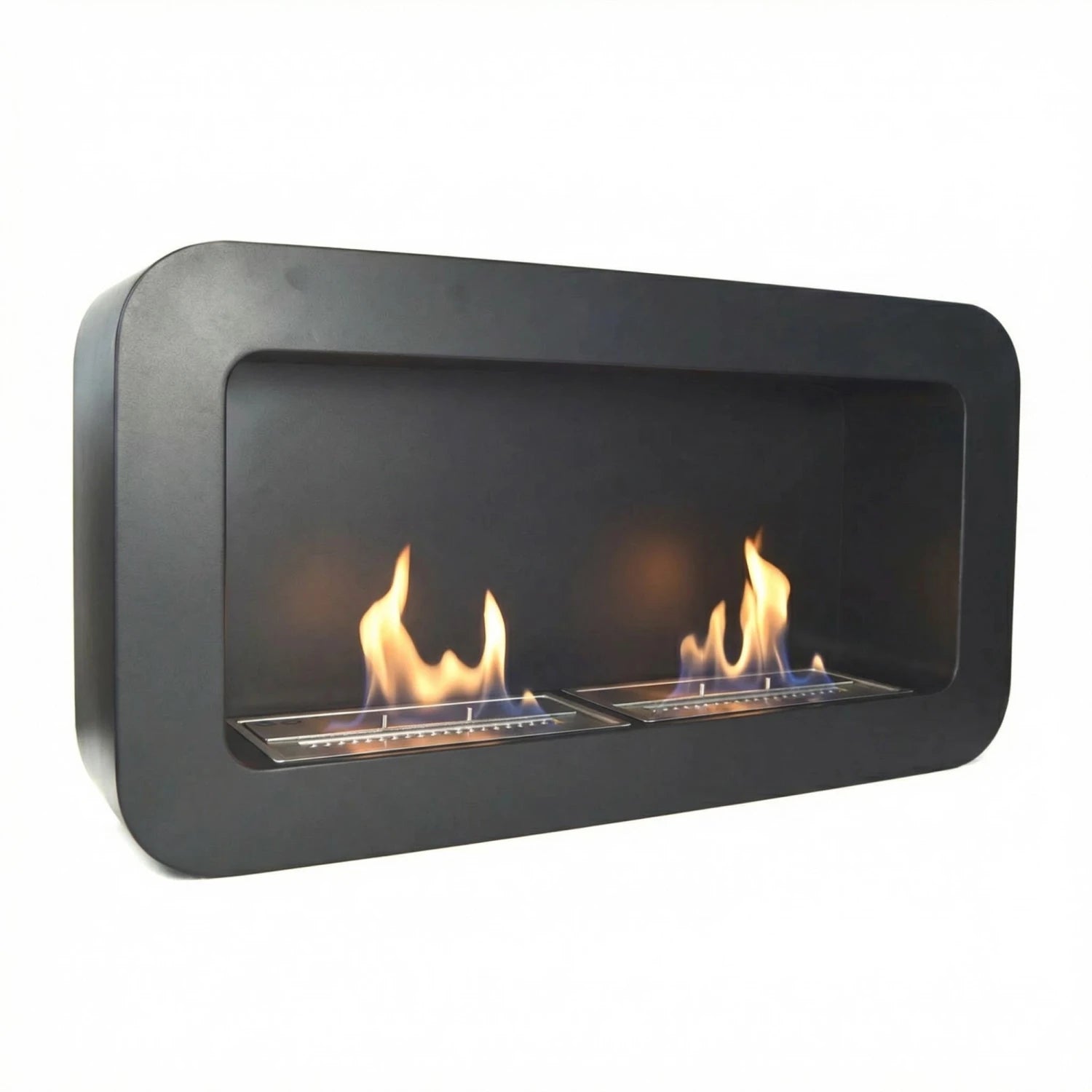 Chimenea de bioetanol curvada de color negro