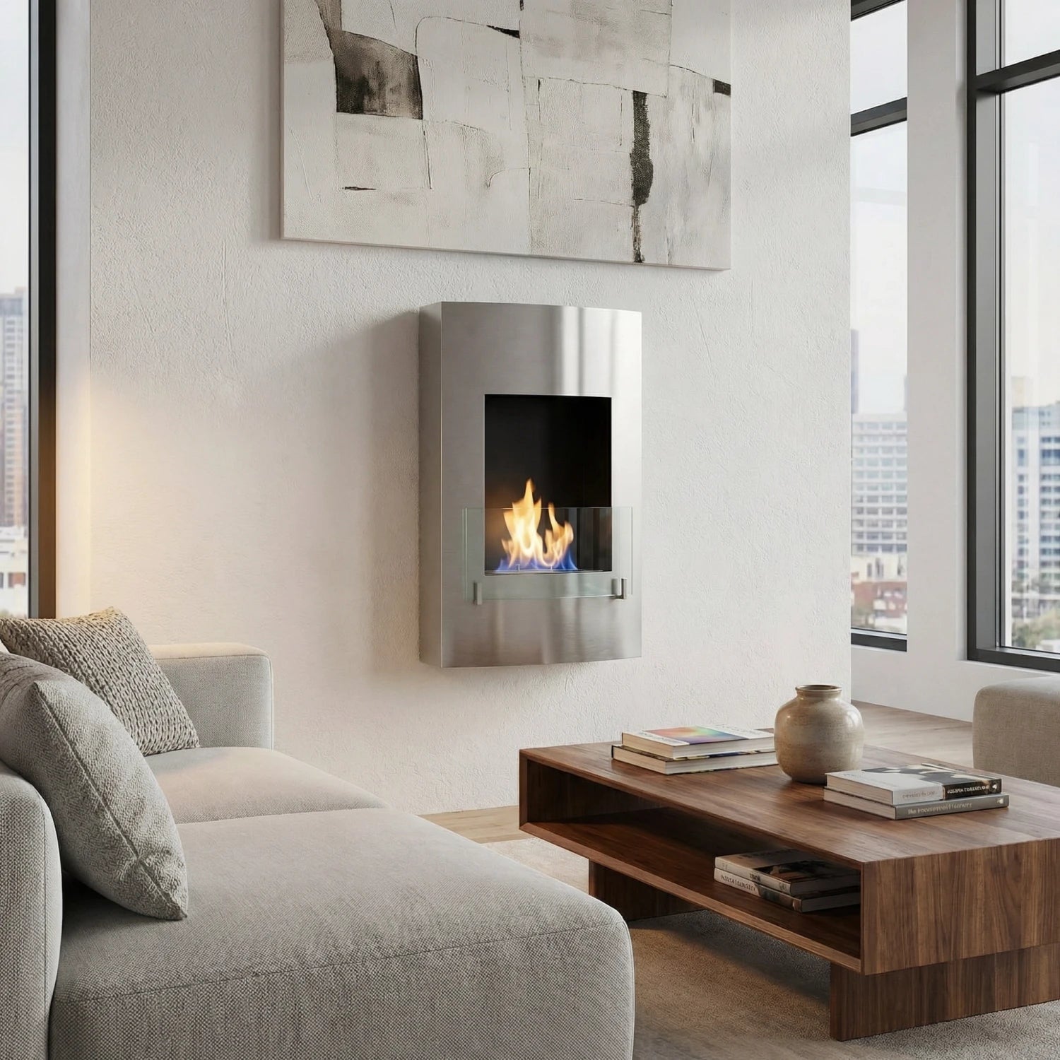 Chimenea de bioetanol vertical de acero inoxidable
