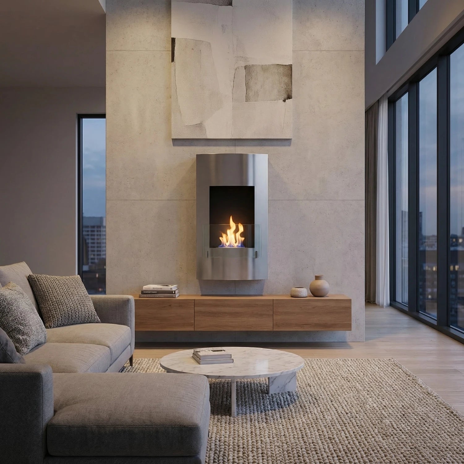 Chimenea de bioetanol vertical de acero inoxidable