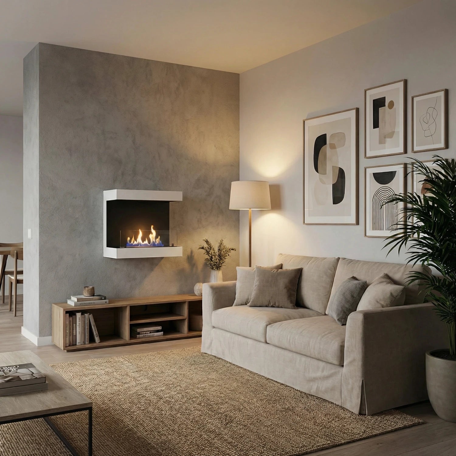 Dakota - Chimenea de bioetanol de pared blanca 80cm