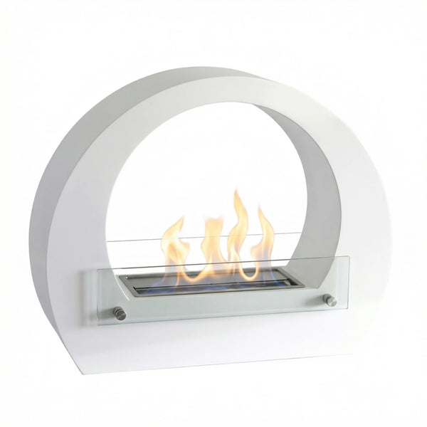 Dallas - Chimenea bioetanol arqueada - Blanco