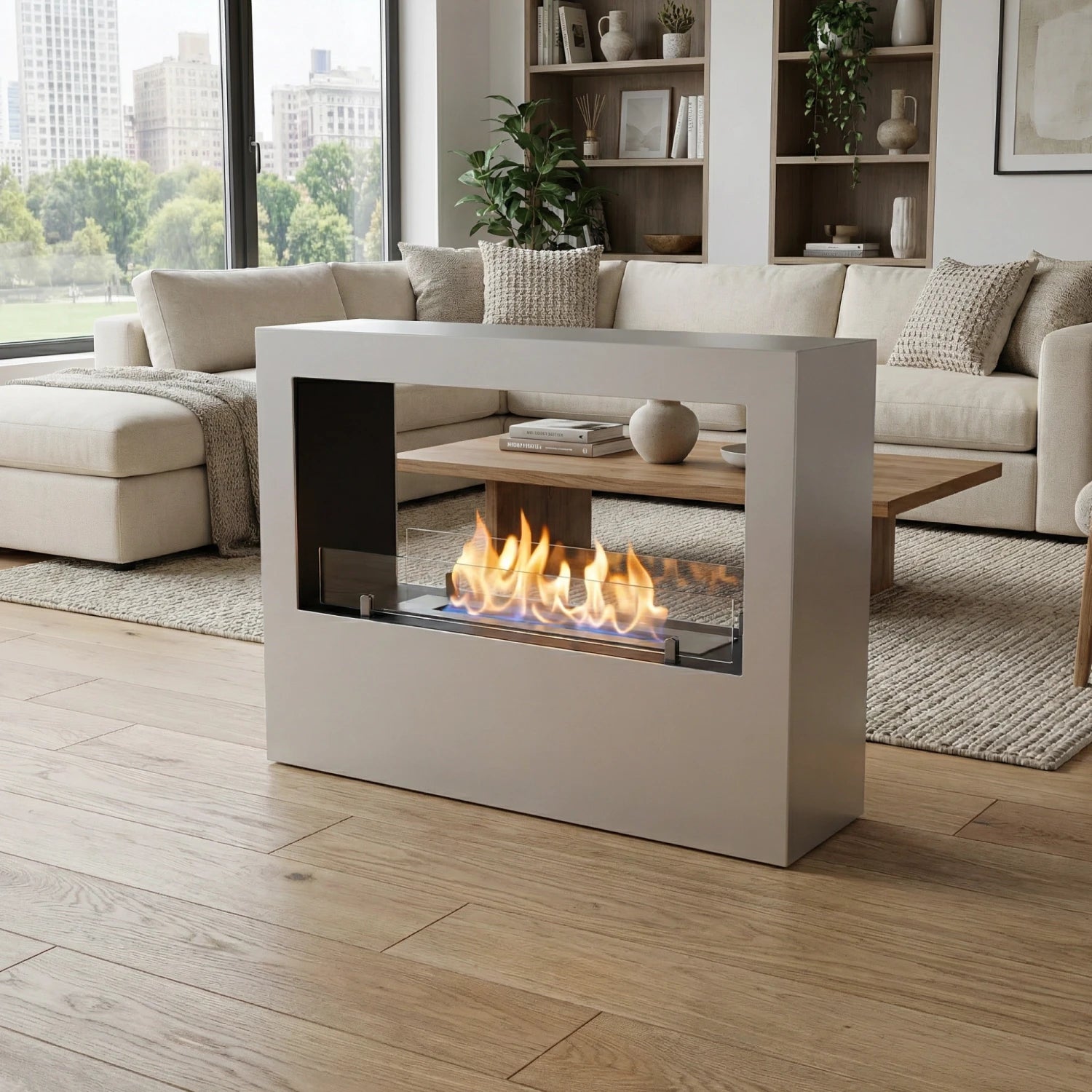 Lansing - Chimenea de bioetanol de suelo - Blanco