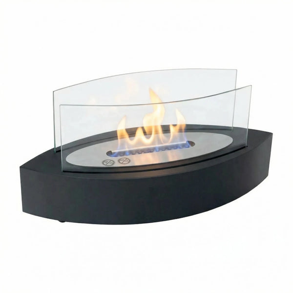 Chimenea de bioetanol de mesa ovalada - Negro