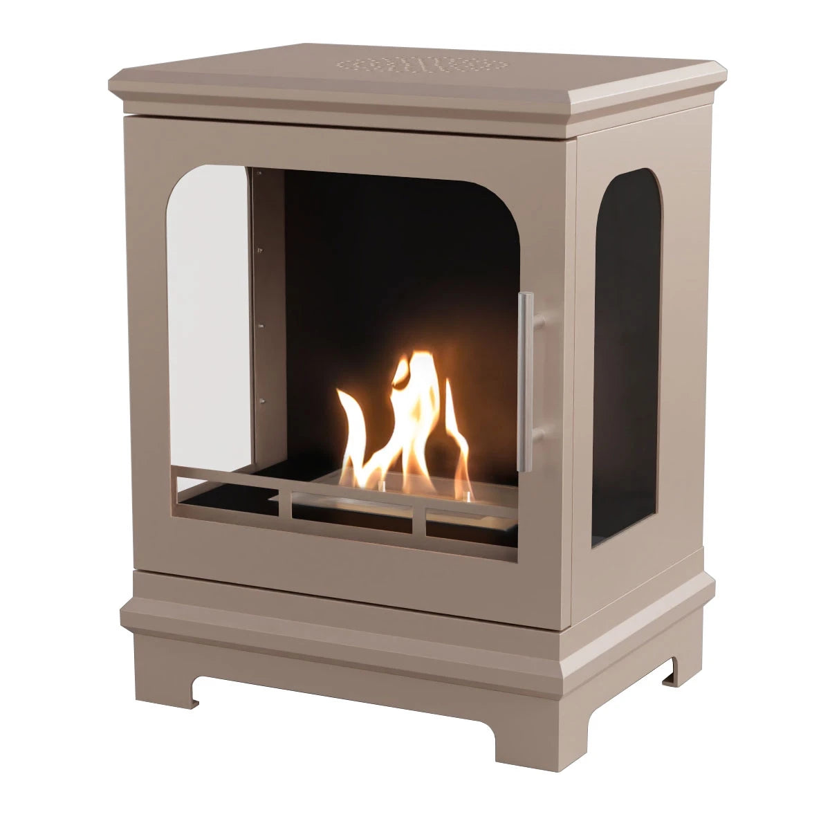 ScandiFlames Honolulu – Freestanding bioethanol fireplace in wood burning stove design with grey beige finish