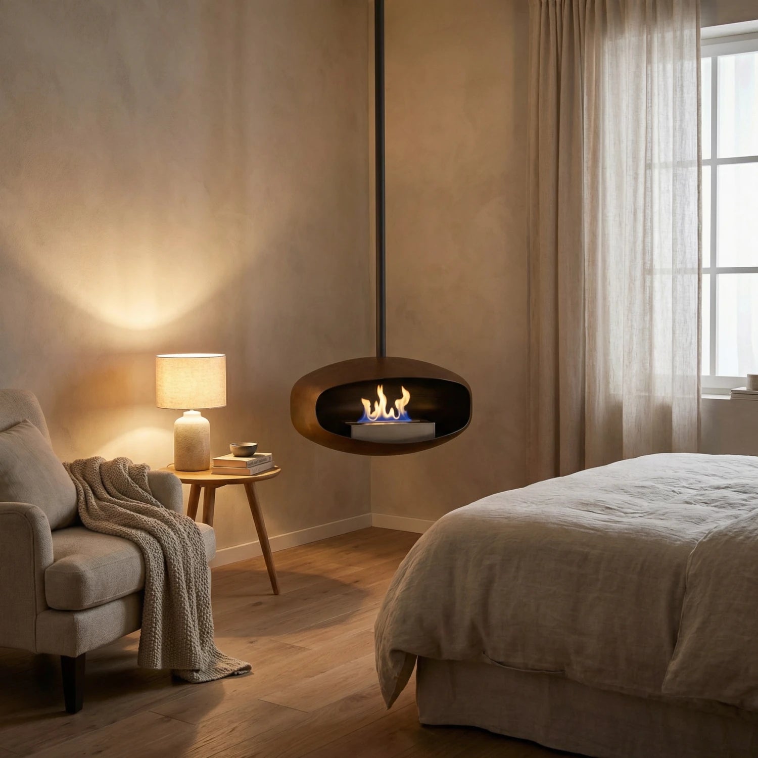 Hein and Haugaard Oxide UFO-60 ceiling-mounted bio fireplace
