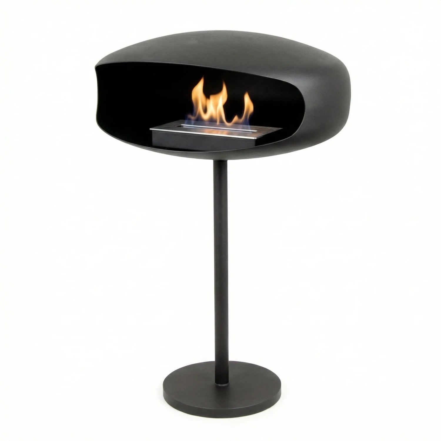 Black, freestanding biofire UFO-60 from Hein & Haugaard