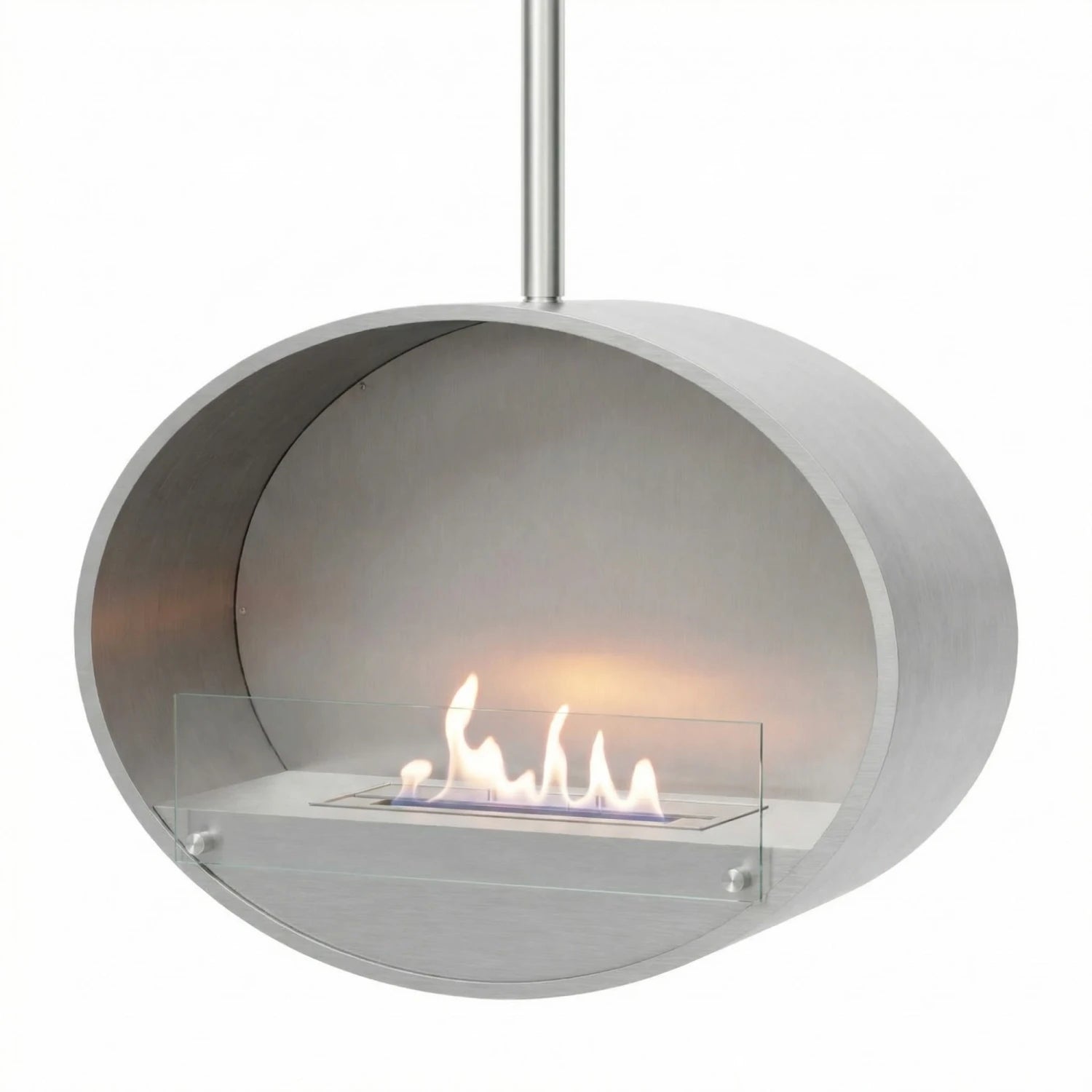 Halifax Steel Oval Ceiling hanging ethanol fireplace 80 cm