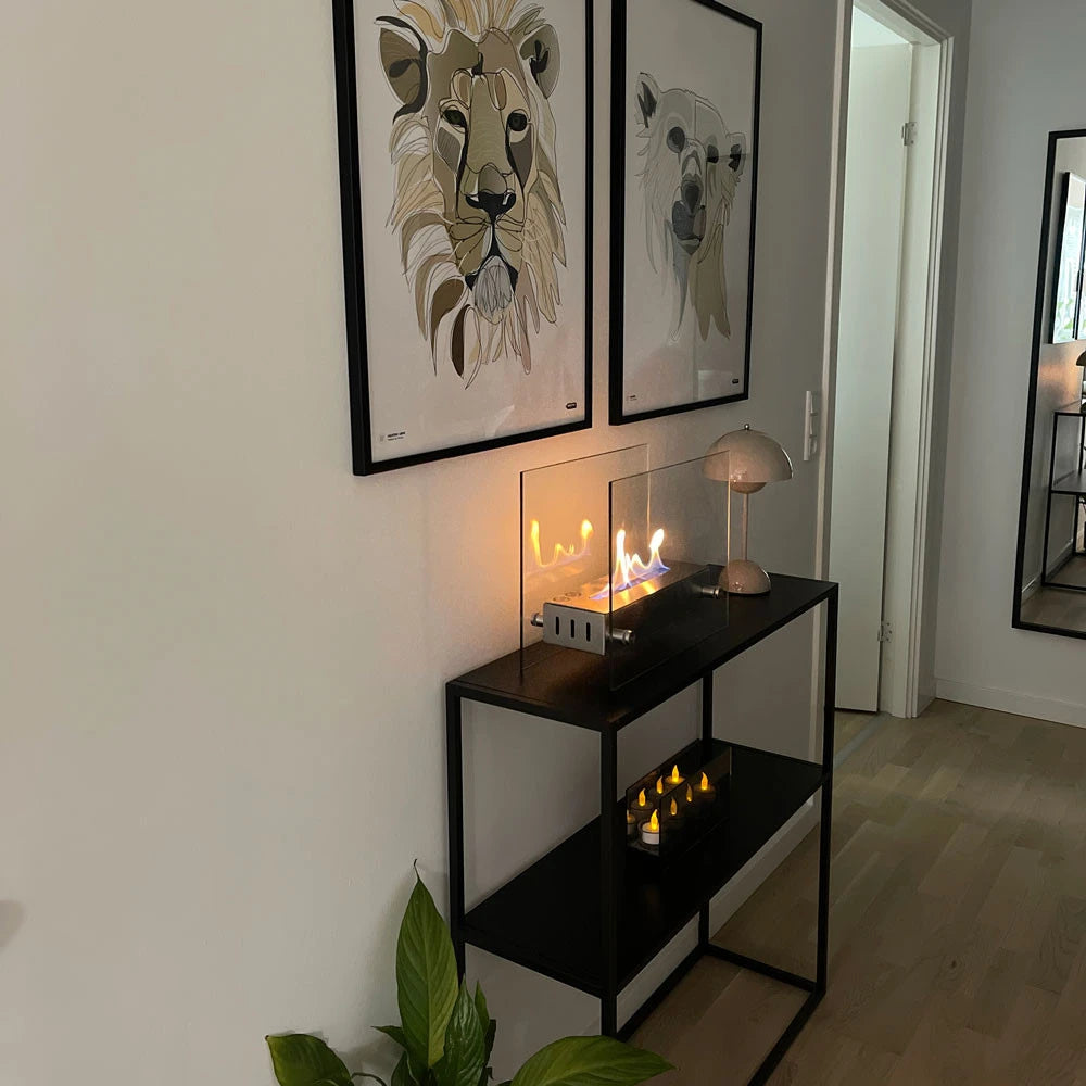Kensington - Chimenea de bioetanol de cristal con quemador de acero