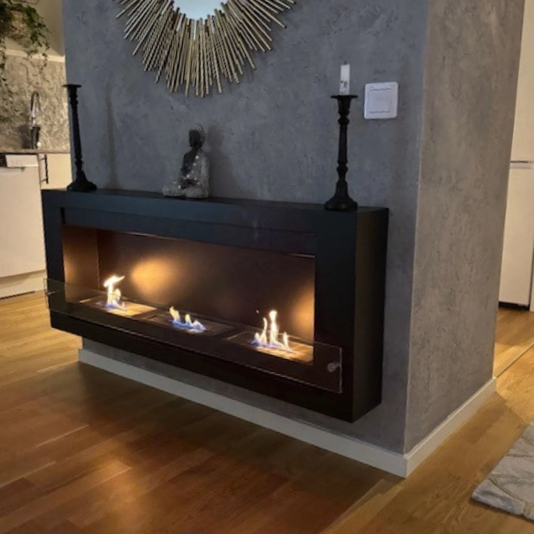 Gran Bio-chimenea de pared en negro
