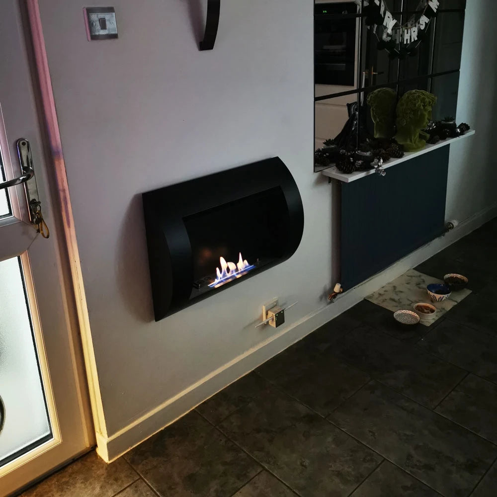 Ocean - Chimenea de bioetanol de pared Negro