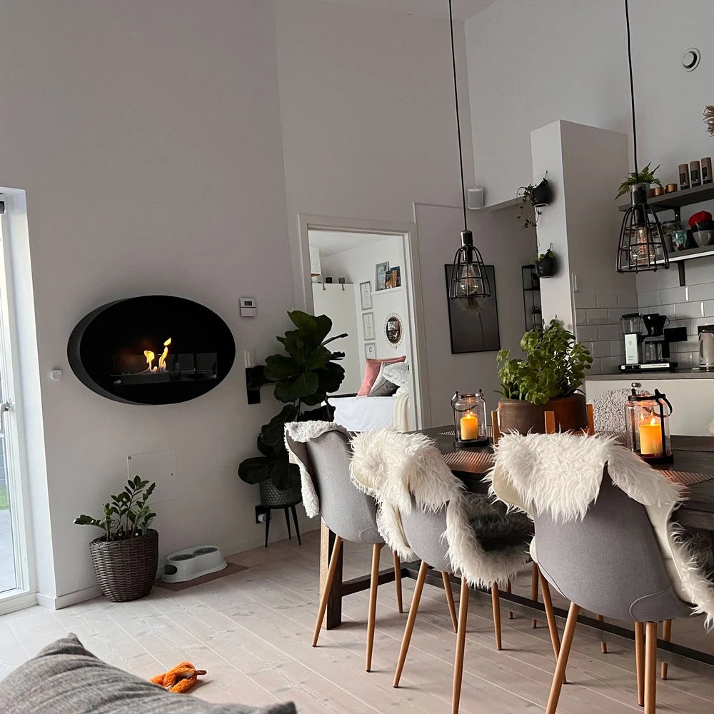 Chimenea ovalada de bioetanol