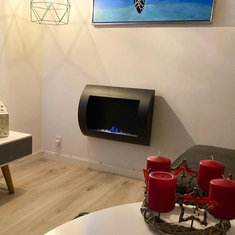Ocean - Chimenea de bioetanol de pared Negro