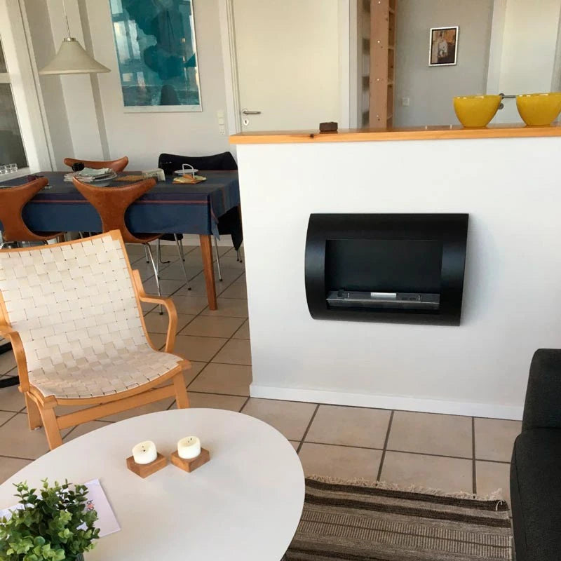 Ocean - Chimenea de bioetanol de pared Negro