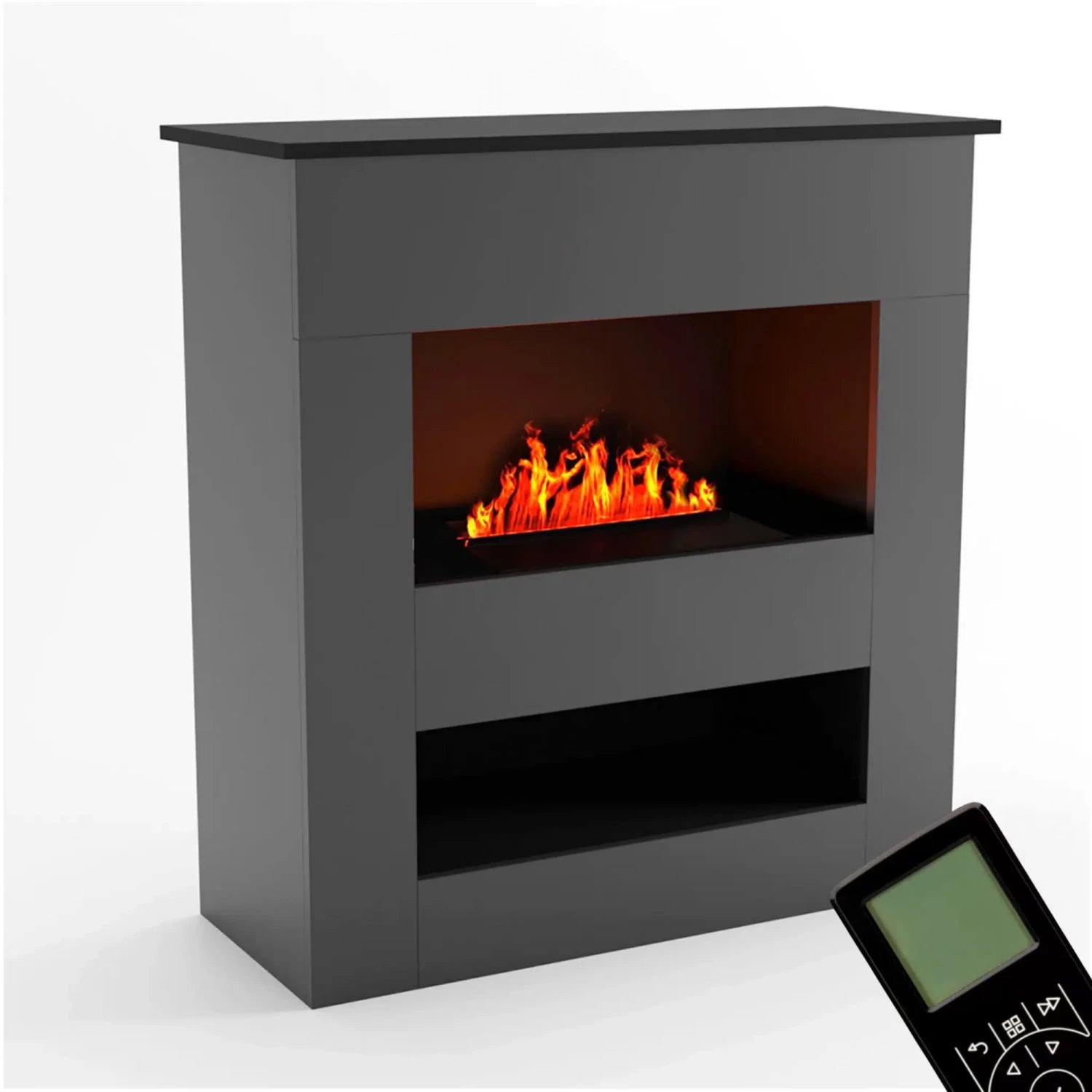 Brecht Grey - OMC 600 Electric Fireplace – Realistic Flame, Eco-Friendly Design, Freestanding