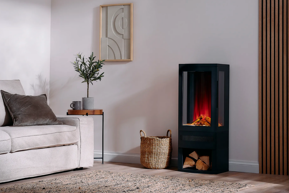 Bramshaw Chimenea Eléctrica Independiente con Almacenamiento para Leños